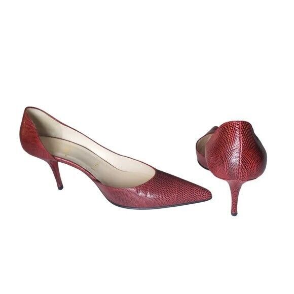 Christian Louboutin Parisian Lolita Red Iriza Lizard Heels sz 9 ~$850 - Picture 5 of 12